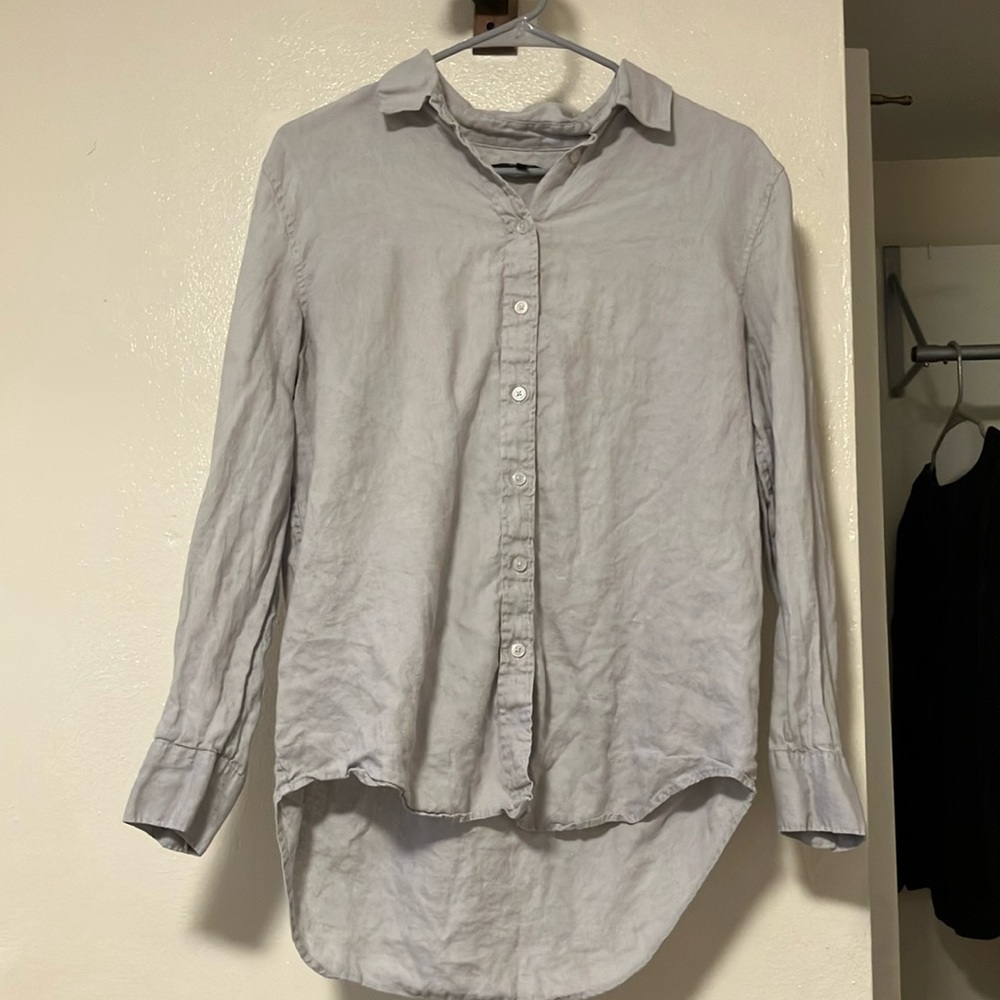 Quince 100% European Linen Long Sleeve Shirt, Mist (M)
